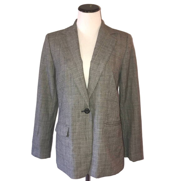 Pendleton Gray Virgin Wool Plaid Button Blazer - Picture 2 of 9